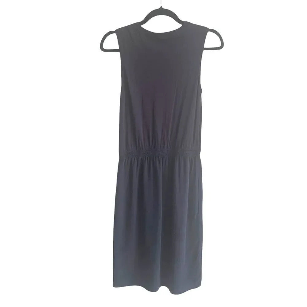 ARITZIA Babaton Silk Sleeveless Midi Dress Navy Blue XS - Picture 3 of 4